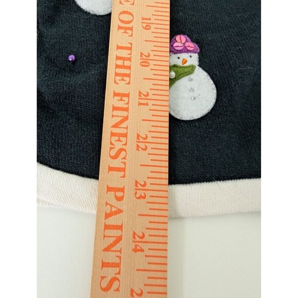 All Points Snowman Cardigan Womens Size Large Black Beaded Christmas Winter - Picture 13 of 13